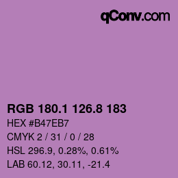 カラーコード: RGB 180.1 126.8 183 | qconv.com