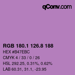 カラーコード: RGB 180.1 126.8 188 | qconv.com