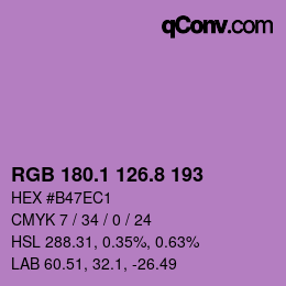 カラーコード: RGB 180.1 126.8 193 | qconv.com