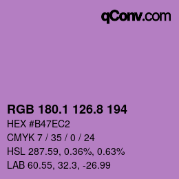 カラーコード: RGB 180.1 126.8 194 | qconv.com