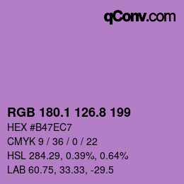 カラーコード: RGB 180.1 126.8 199 | qconv.com
