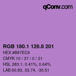 カラーコード: RGB 180.1 126.8 201 | qconv.com