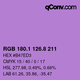 カラーコード: RGB 180.1 126.8 211 | qconv.com