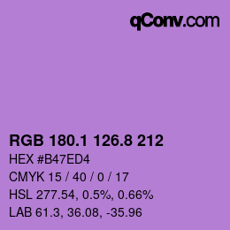 カラーコード: RGB 180.1 126.8 212 | qconv.com