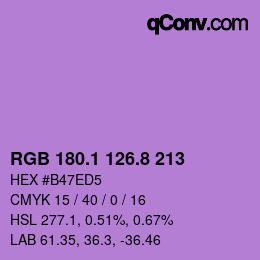 カラーコード: RGB 180.1 126.8 213 | qconv.com