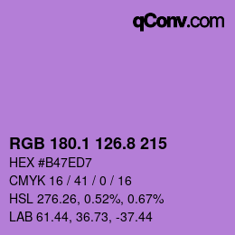 カラーコード: RGB 180.1 126.8 215 | qconv.com