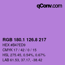 カラーコード: RGB 180.1 126.8 217 | qconv.com