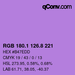 カラーコード: RGB 180.1 126.8 221 | qconv.com
