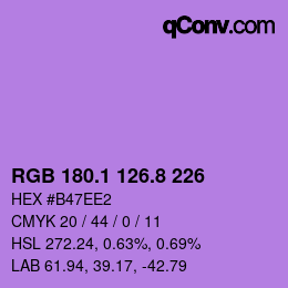 カラーコード: RGB 180.1 126.8 226 | qconv.com