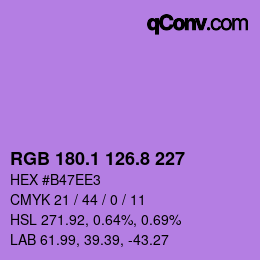 カラーコード: RGB 180.1 126.8 227 | qconv.com