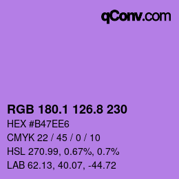 カラーコード: RGB 180.1 126.8 230 | qconv.com