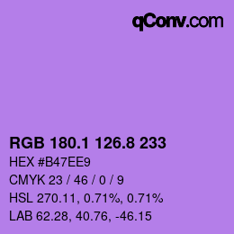 カラーコード: RGB 180.1 126.8 233 | qconv.com