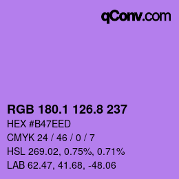 カラーコード: RGB 180.1 126.8 237 | qconv.com