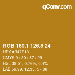 Color code: RGB 180.1 126.8 24 | qconv.com