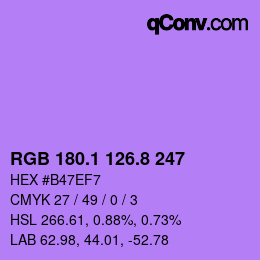 カラーコード: RGB 180.1 126.8 247 | qconv.com
