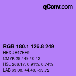 カラーコード: RGB 180.1 126.8 249 | qconv.com