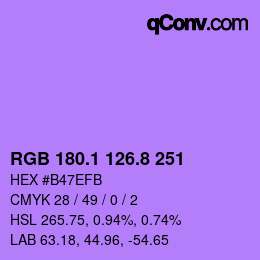 カラーコード: RGB 180.1 126.8 251 | qconv.com