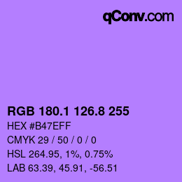 カラーコード: RGB 180.1 126.8 255 | qconv.com