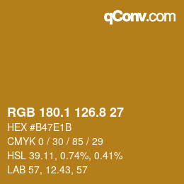 カラーコード: RGB 180.1 126.8 27 | qconv.com