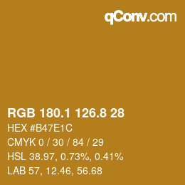 Color code: RGB 180.1 126.8 28 | qconv.com
