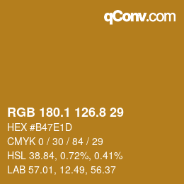 Color code: RGB 180.1 126.8 29 | qconv.com