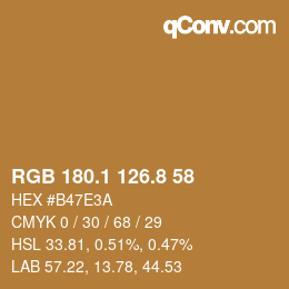 Color code: RGB 180.1 126.8 58 | qconv.com