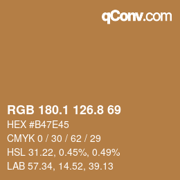 Color code: RGB 180.1 126.8 69 | qconv.com