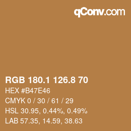 Color code: RGB 180.1 126.8 70 | qconv.com