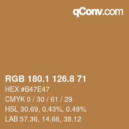 Color code: RGB 180.1 126.8 71 | qconv.com