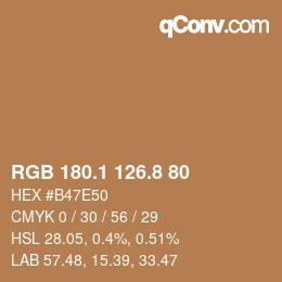 Color code: RGB 180.1 126.8 80 | qconv.com