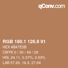 Color code: RGB 180.1 126.8 91 | qconv.com