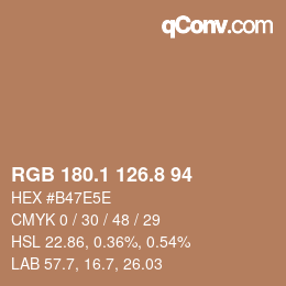 Color code: RGB 180.1 126.8 94 | qconv.com