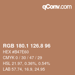 Color code: RGB 180.1 126.8 96 | qconv.com