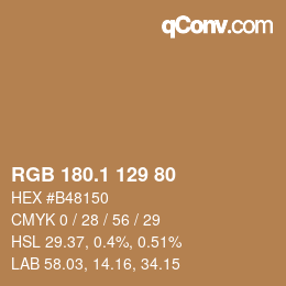 カラーコード: RGB 180.1 129 80 | qconv.com