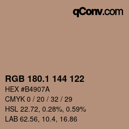 カラーコード: RGB 180.1 144 122 | qconv.com