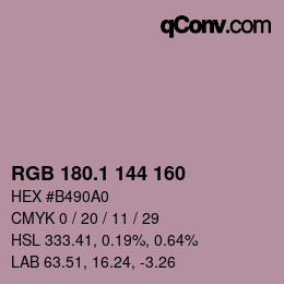 カラーコード: RGB 180.1 144 160 | qconv.com