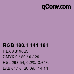 カラーコード: RGB 180.1 144 181 | qconv.com