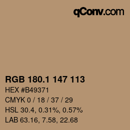 カラーコード: RGB 180.1 147 113 | qconv.com