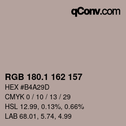 カラーコード: RGB 180.1 162 157 | qconv.com