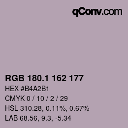 カラーコード: RGB 180.1 162 177 | qconv.com