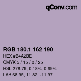 カラーコード: RGB 180.1 162 190 | qconv.com