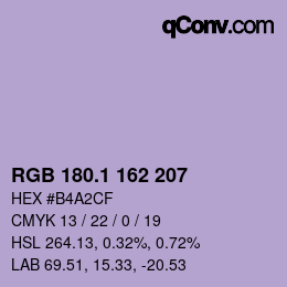 カラーコード: RGB 180.1 162 207 | qconv.com