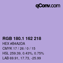 カラーコード: RGB 180.1 162 218 | qconv.com