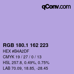 カラーコード: RGB 180.1 162 223 | qconv.com