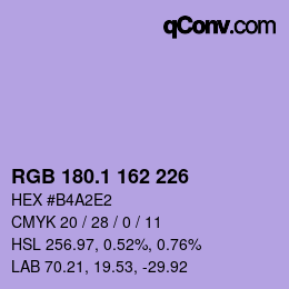 カラーコード: RGB 180.1 162 226 | qconv.com