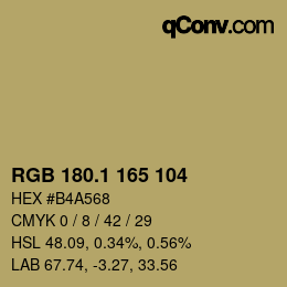 カラーコード: RGB 180.1 165 104 | qconv.com