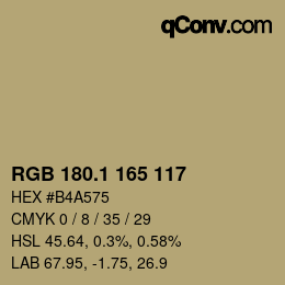 カラーコード: RGB 180.1 165 117 | qconv.com