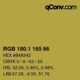 カラーコード: RGB 180.1 165 66 | qconv.com