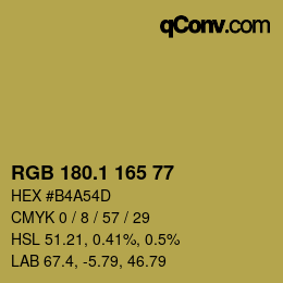 カラーコード: RGB 180.1 165 77 | qconv.com
