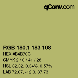 カラーコード: RGB 180.1 183 108 | qconv.com